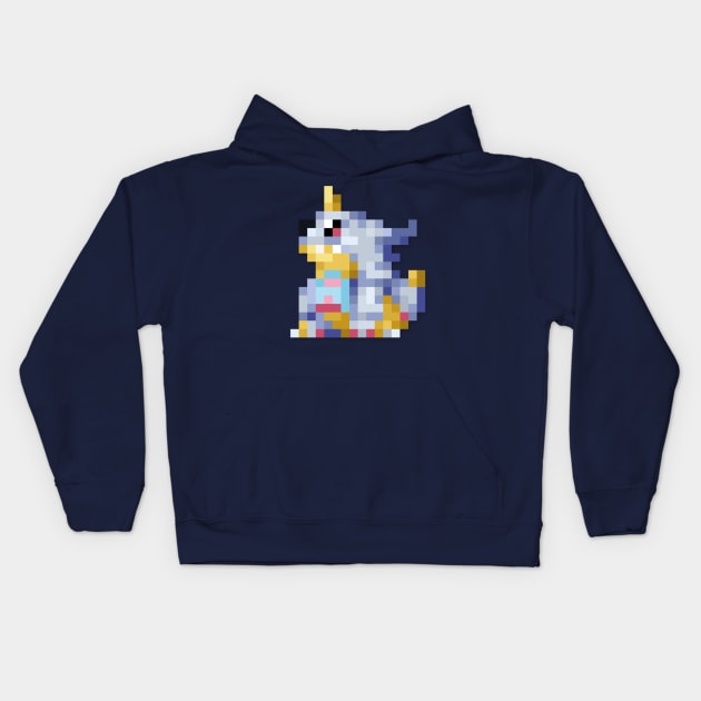 Gabumon low-res pixelart Kids Hoodie by JinnPixel